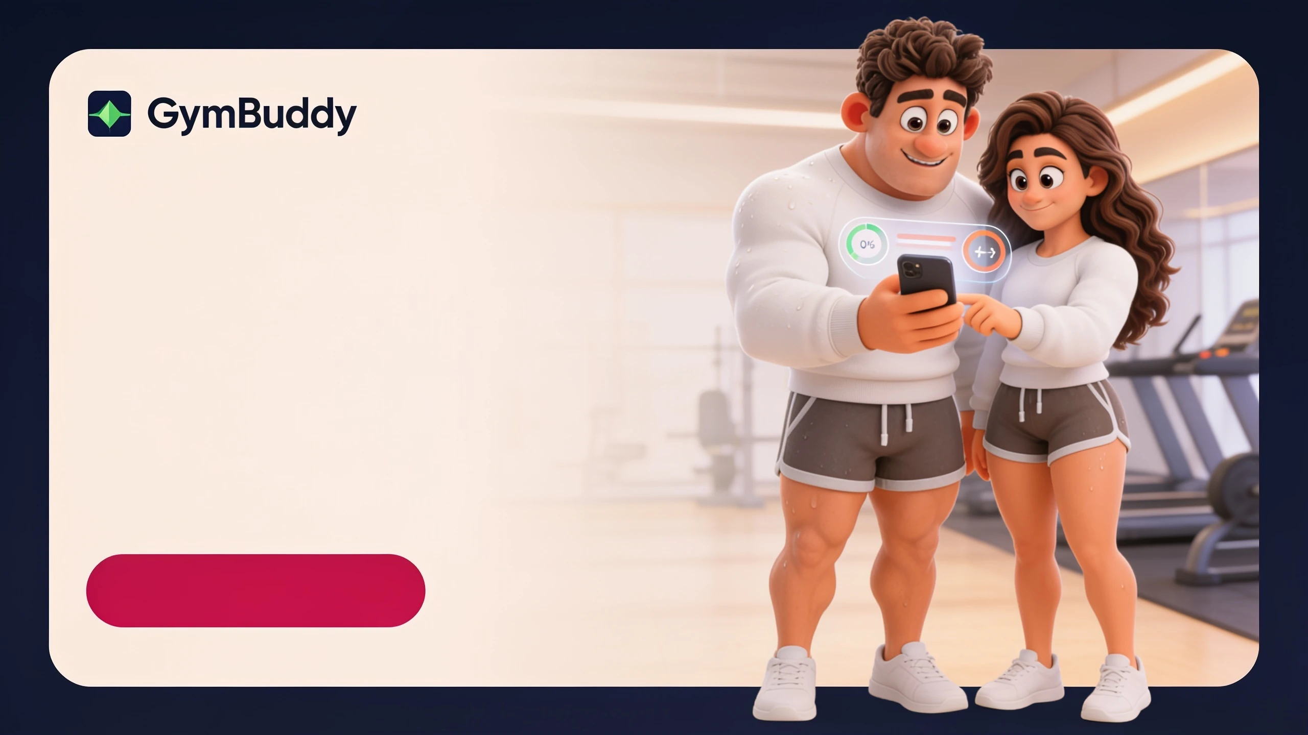 GymBuddy mascots checking training progress on a phone