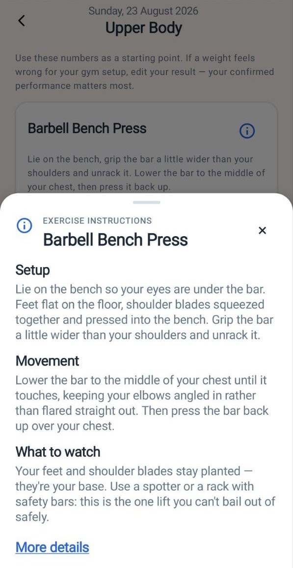 GymBuddy: Guided Strength Exercise Instructions screen