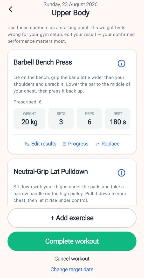GymBuddy: Guided Strength workout card